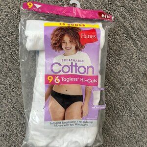 Hanes Tagless Hi Cuts Underwear 6/M 9 unopened pack of White Womens panties